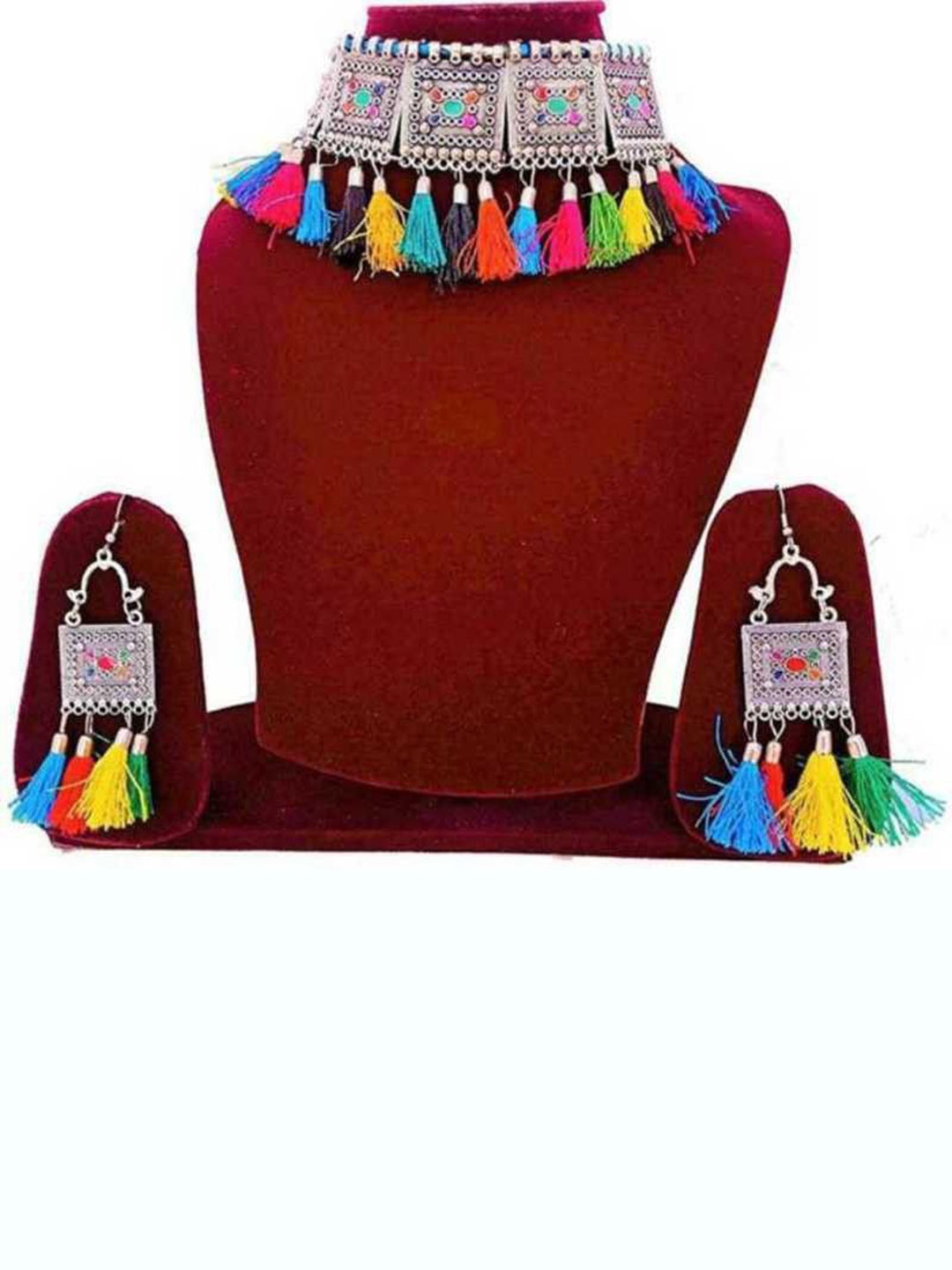 

JMBW INTERNATIONAL Beaded Jewellery Set, Silver