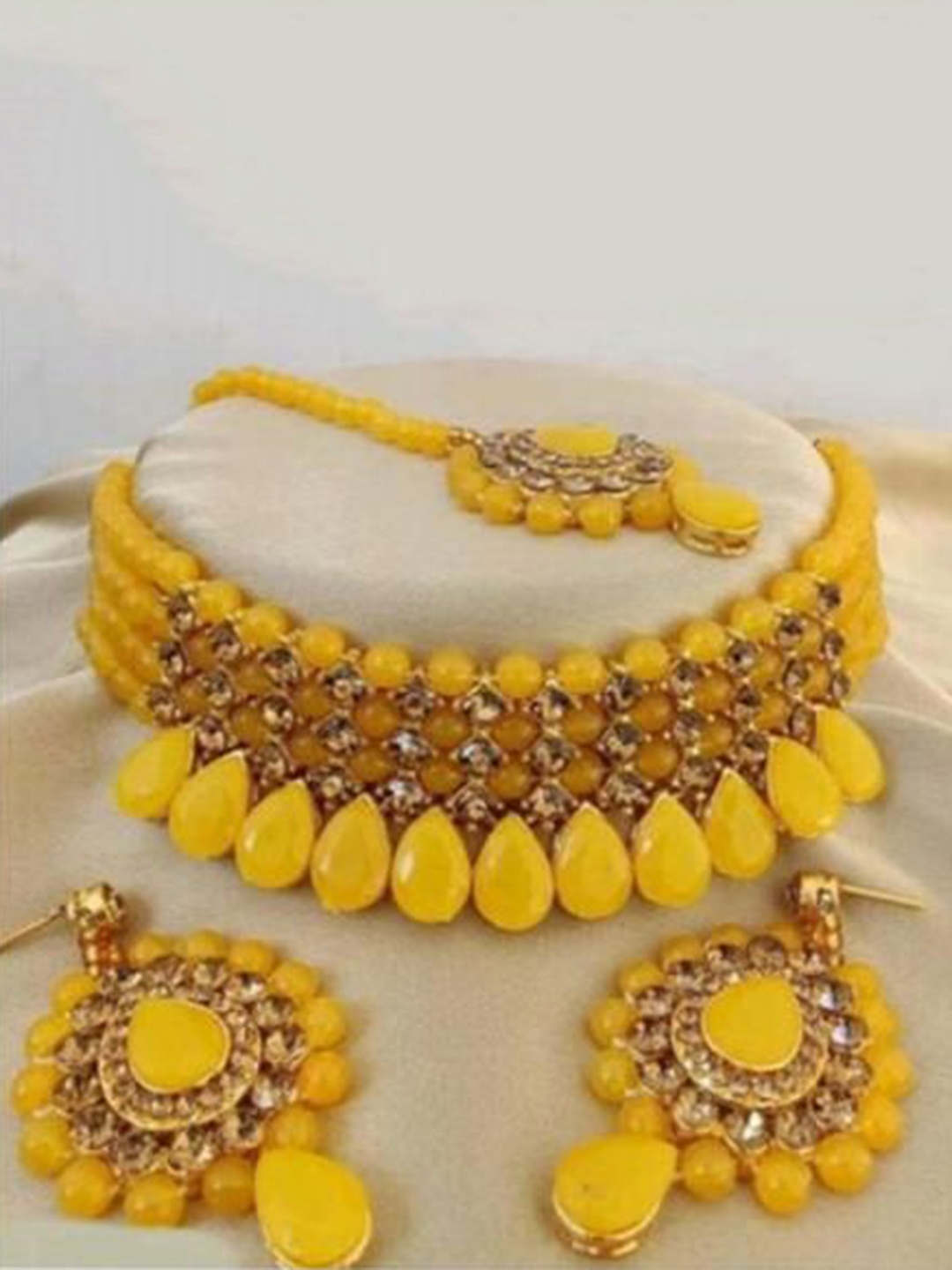 

JMBW INTERNATIONAL Set Of 3 Gold-Plated Beaded Jewellery Sets, Yellow