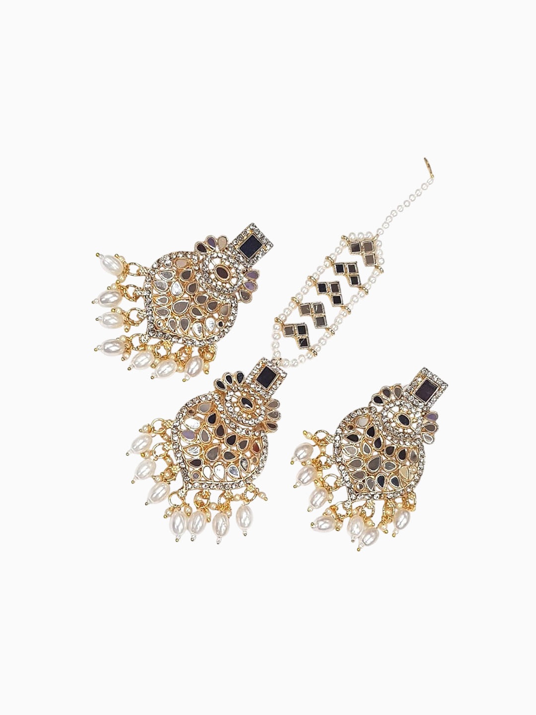 

JMBW INTERNATIONAL Gold-Plated Stone Studded & Beaded Jewellery Set
