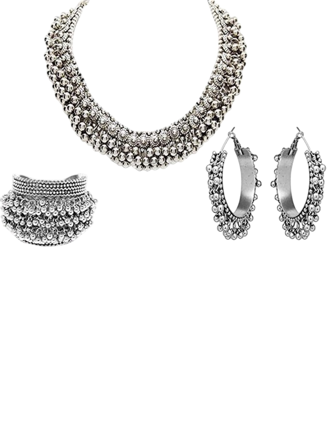 

JMBW INTERNATIONAL Silver-Plated Beaded Jewellery Set