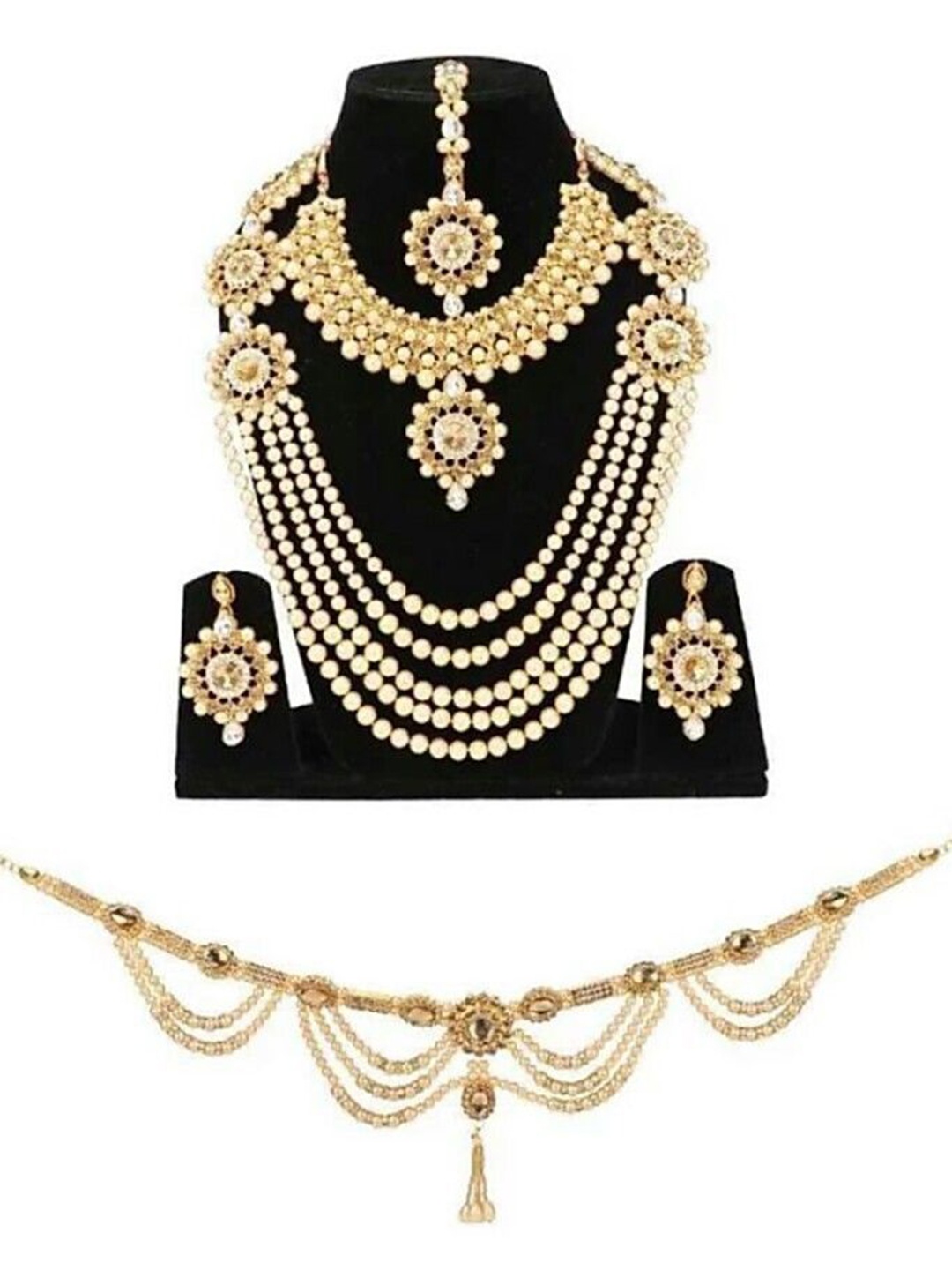 

JMBW INTERNATIONAL Gold Toned Layered Jewellery Set