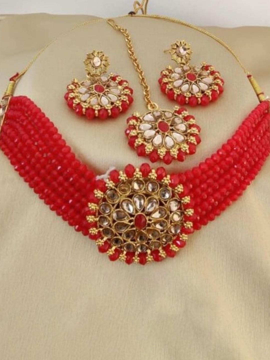 

JMBW INTERNATIONAL Set Of 2 Gold-Plated Stone-Studded & Beaded Jewellery Sets