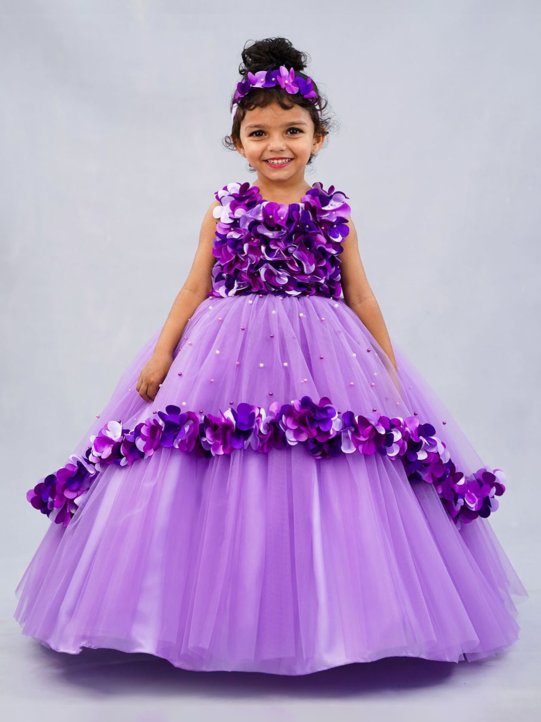 

Li & Li Boutique Girls Floral Embellished Fit & Flare Maxi Dress, Lavender