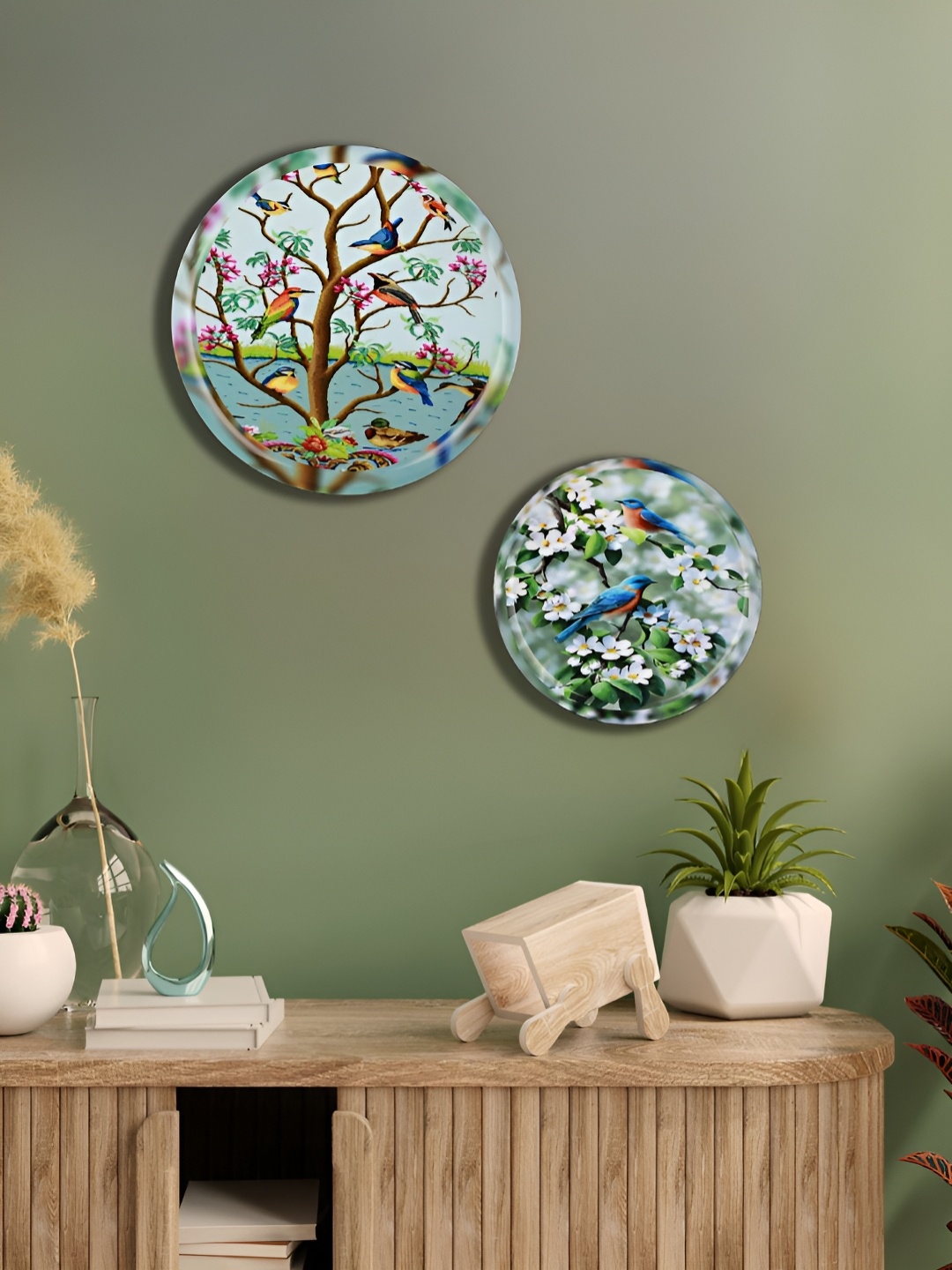 

Homspurts Miracle Garden Blue & Green 2 Pieces Printed Metal Wall Plates