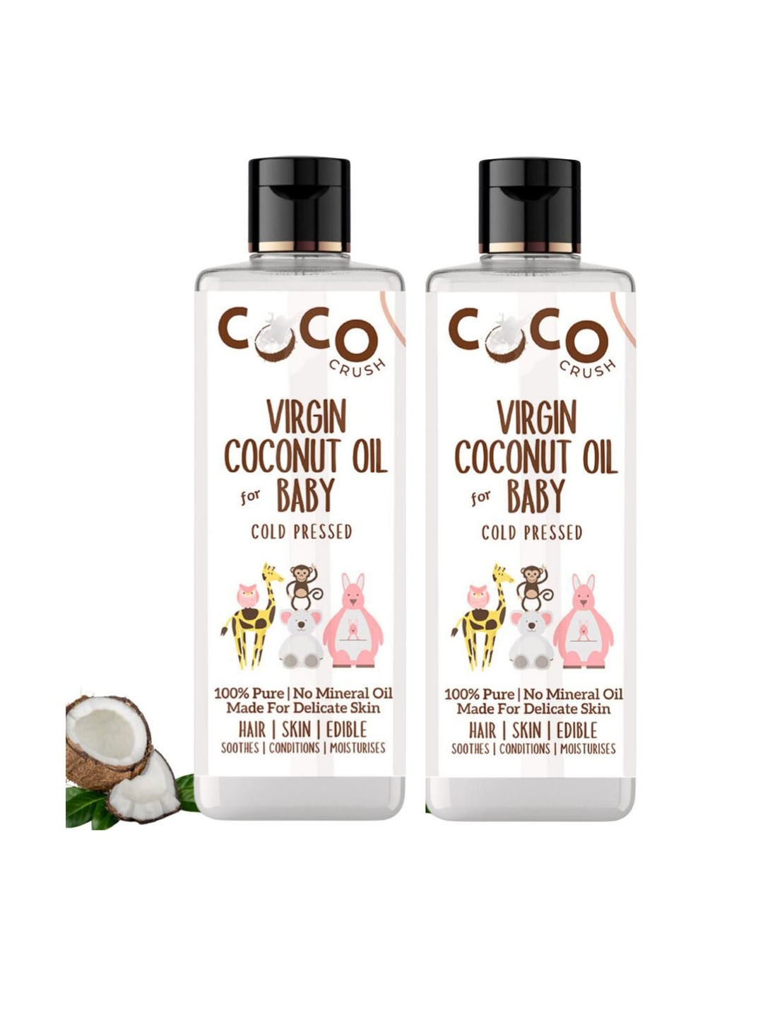 

Coco Crush Set Of 2 Natural & Virgin Coconut Massage Baby Oil - 50 ml Each, Transparent