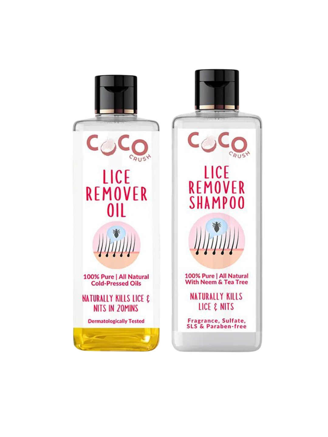 

Coco Crush Set Of 2 Lice Remover Pure & Natural Oil & Shampoo - 100 ml Each, Yellow