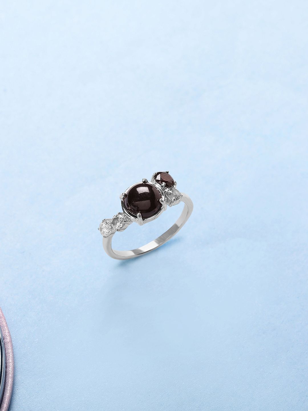 

Mia by Tanishq Midnight Glow 925 Sterling Silver Onyx Stone Studded Finger Ring
