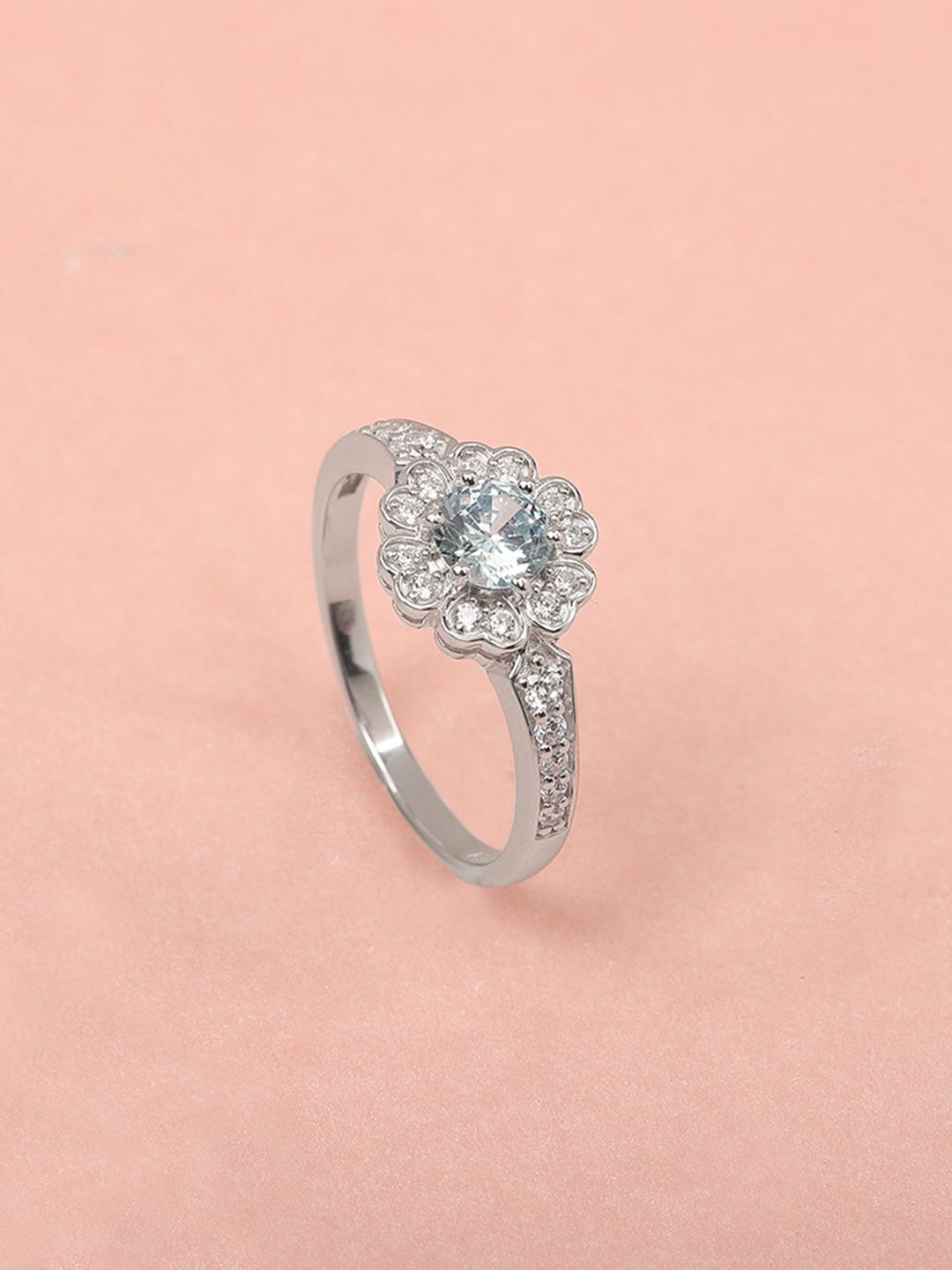 

Mia by Tanishq Icy Bloom Silver-Plated Cubic Zirconia-Studded Finger Ring