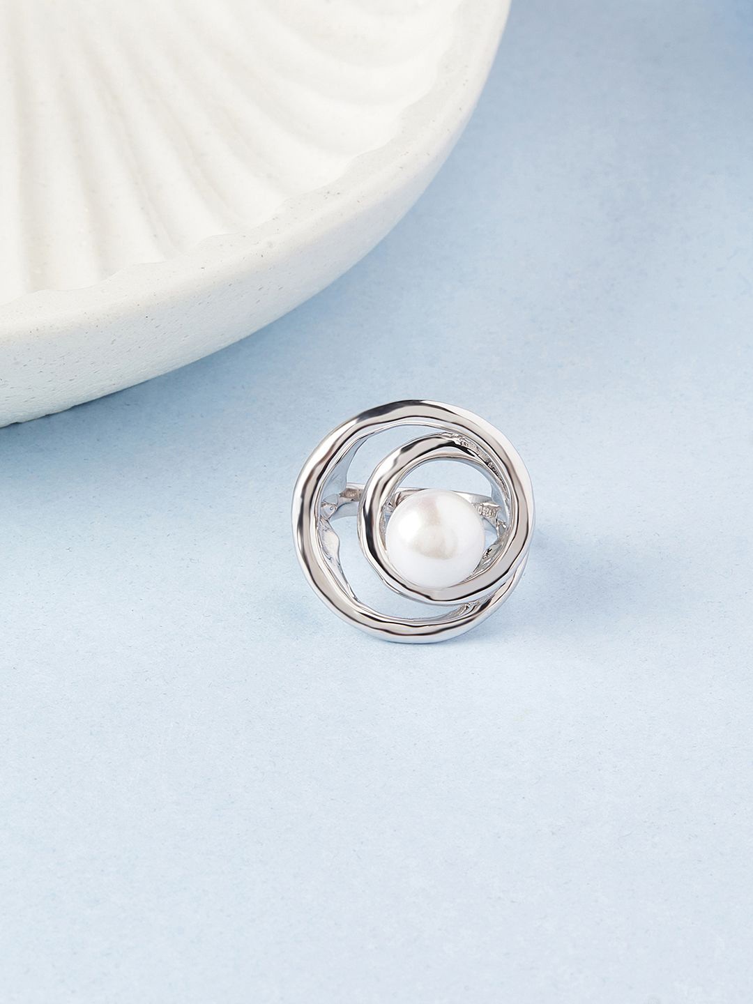 

Mia by Tanishq 925 Sterling Silver Pearl Reverie Finger Ring