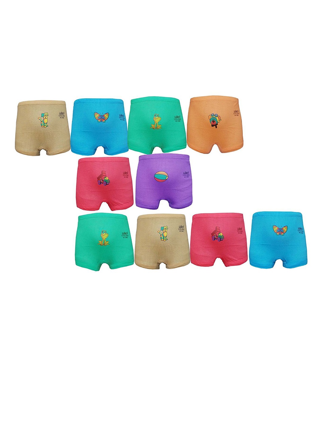

MRB Kids - Boys Pack Of 10 Printed Cotton Boy Shorts Briefs 180BKILUX.DRAWER, Brown