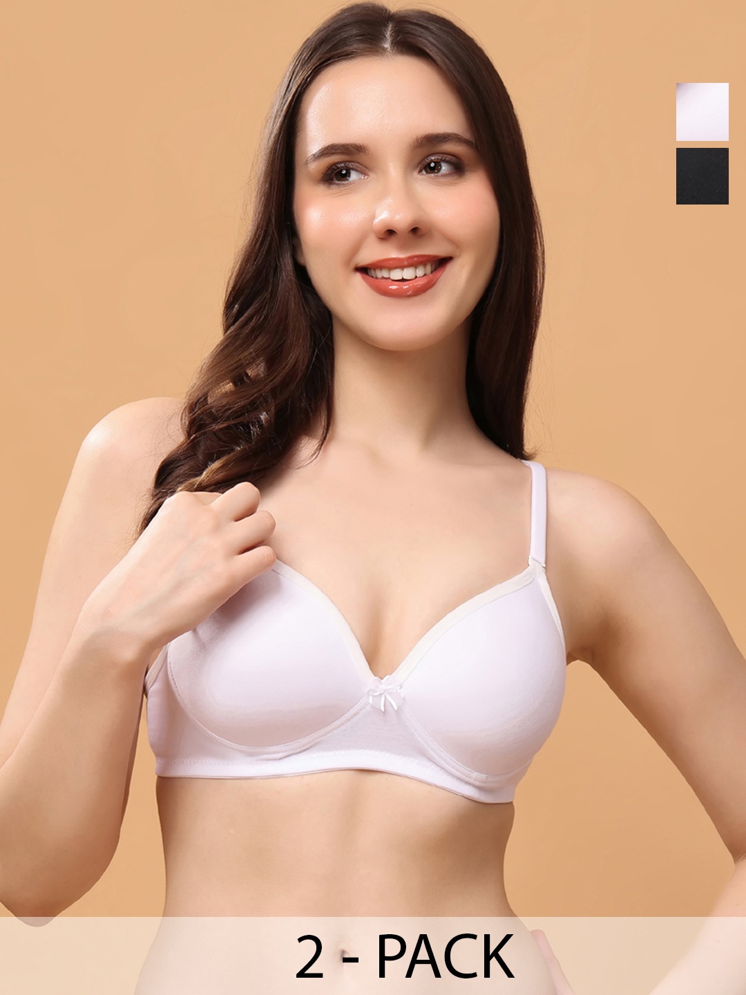 

Floret Women Pack of 2 Medium Coverage Lightly Padded Push-Up Bra, White