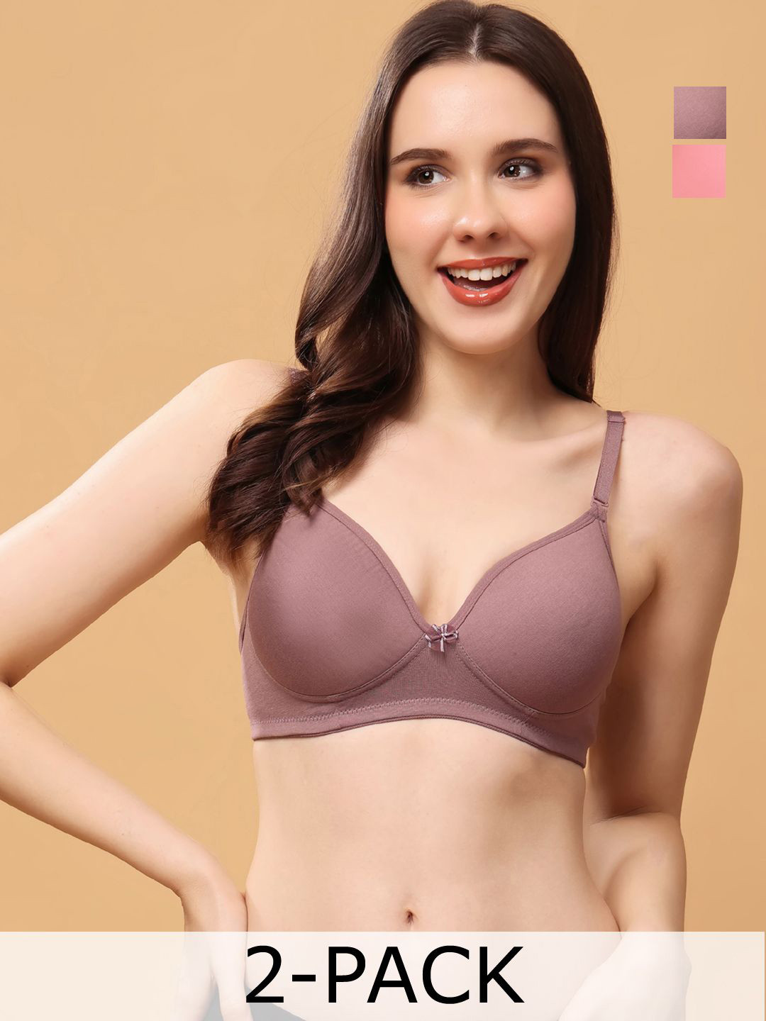 

Floret Pack Of 2 Medium Coverage Lightly Padded Push-Up Bra, Purple