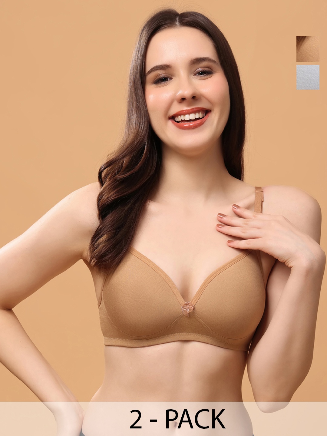 

Floret Women Pack of 2 Medium Coverage Lightly Padded Bra, Nude