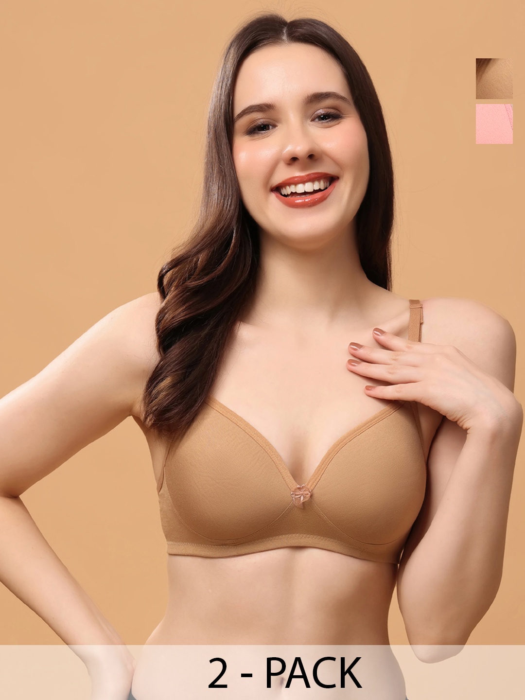 

Floret Women Pack of 2 Medium Coverage Lightly Padded Push-Up Bra, Nude