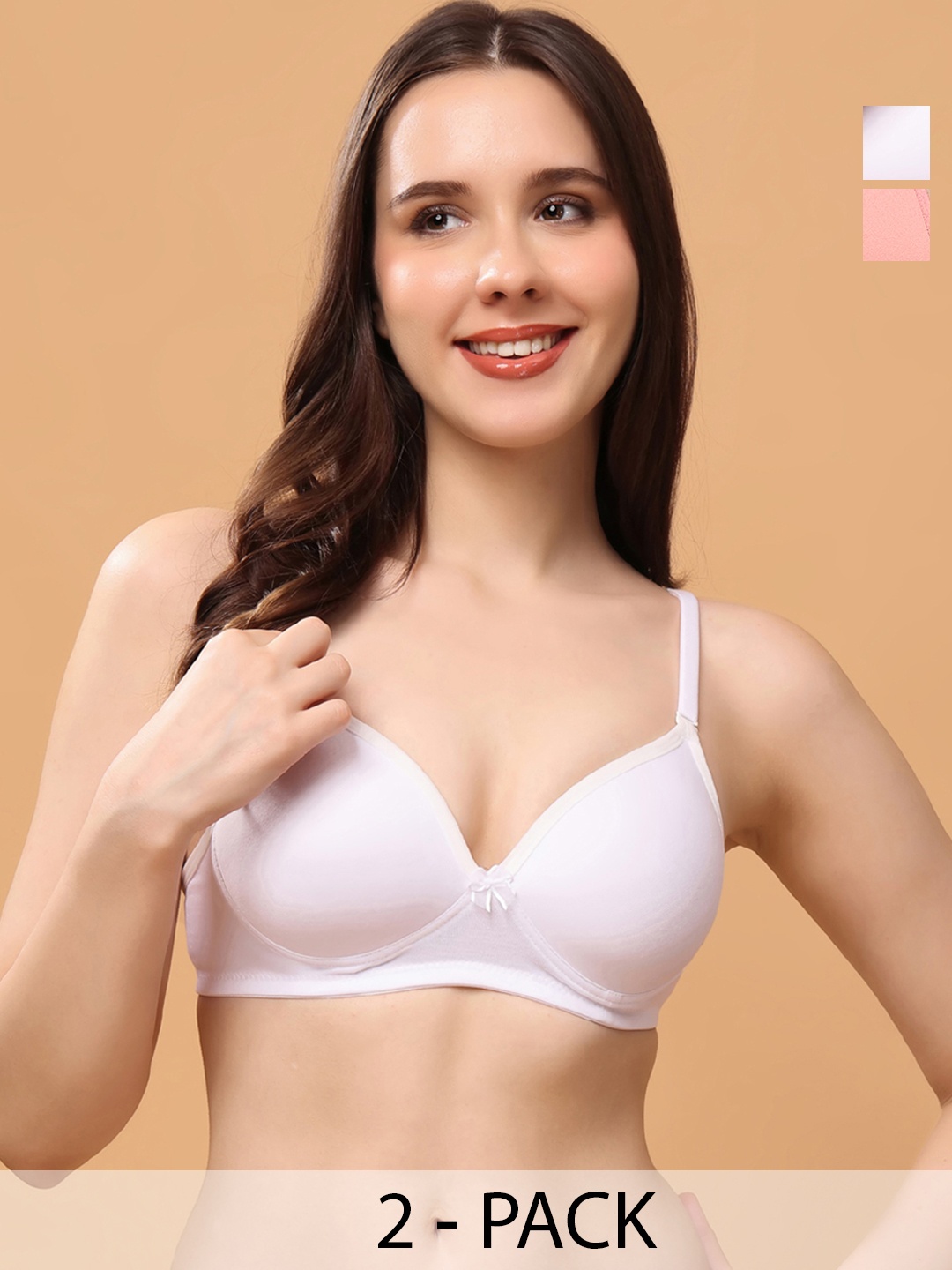 

Floret Women Pack Of 2 Medium Coverage Lightly Padded Push-Up Bra, White