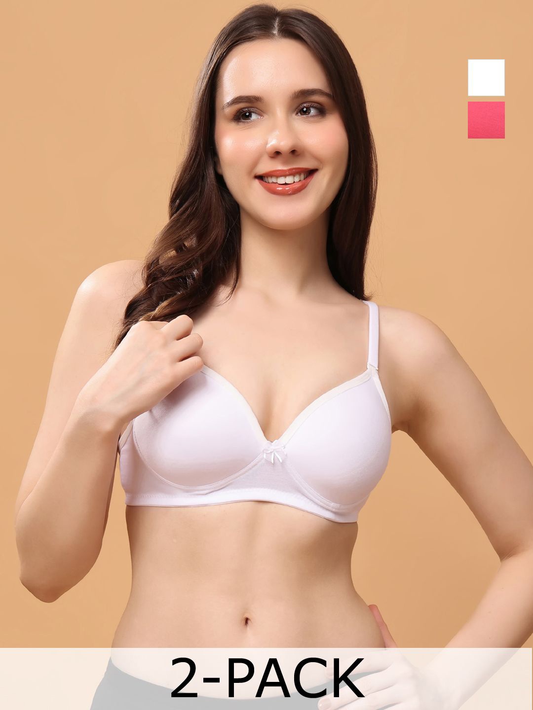 

Floret Women Pack Of 2 Medium Coverage Lightly Padded Push-Up Bra, White