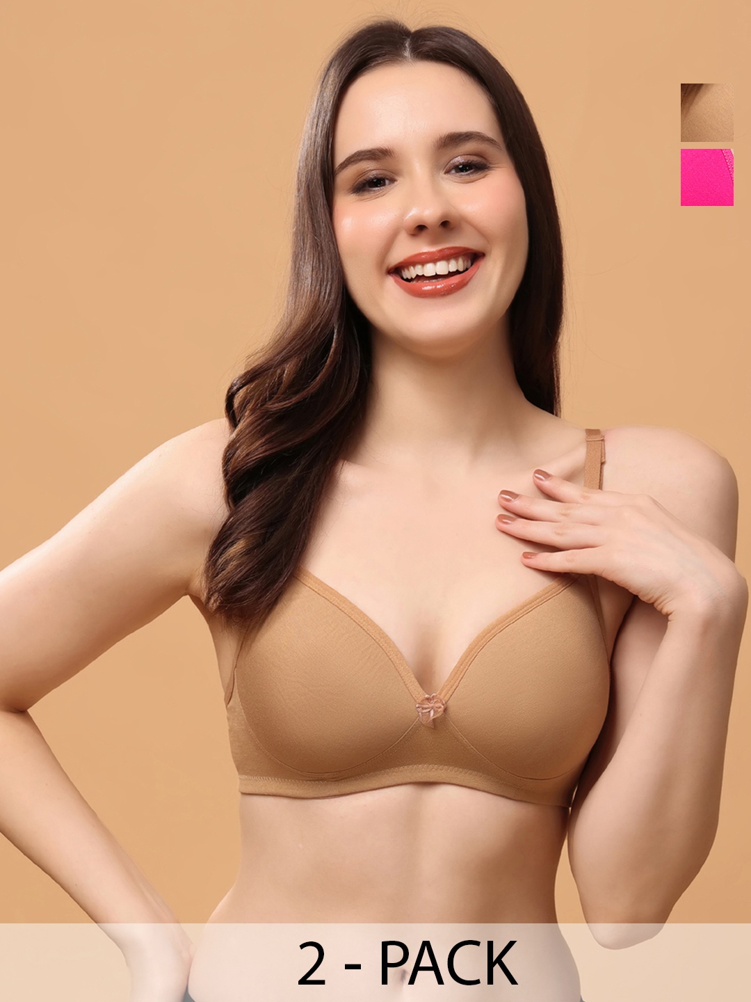 

Floret Women Pack Of 2 Medium Coverage Lightly Padded Push-Up Bra, Nude