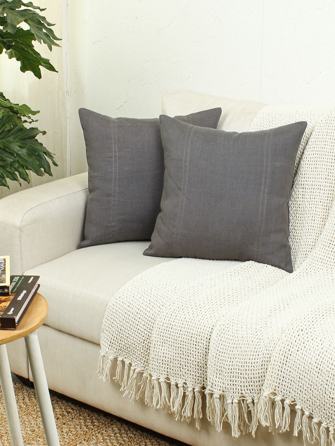 

House This Megh Blue 2 Pieces Cotton Square Cushion Covers