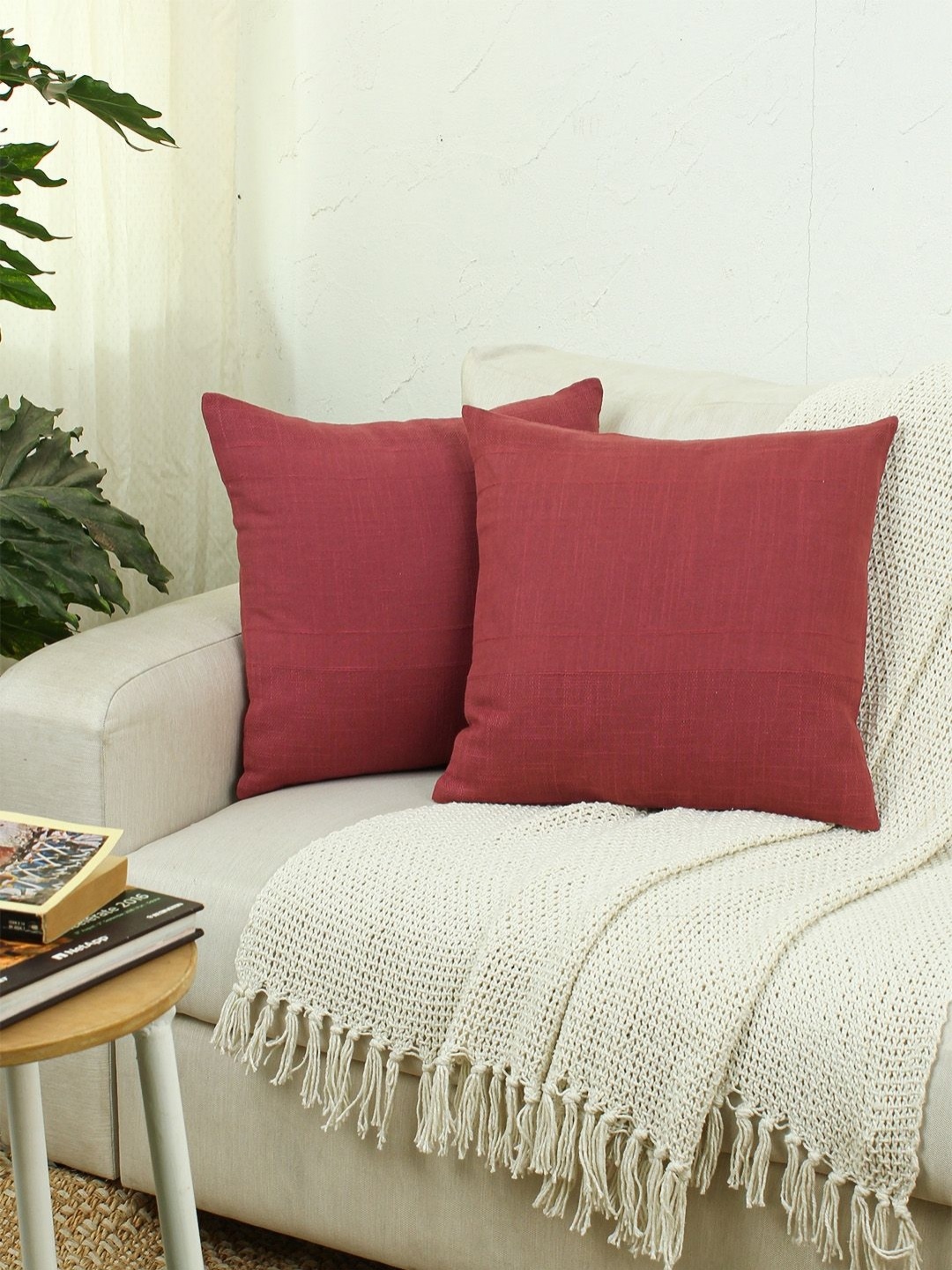 

House This Herringbone Rust 2 Pieces Cotton Square Cushion Covers