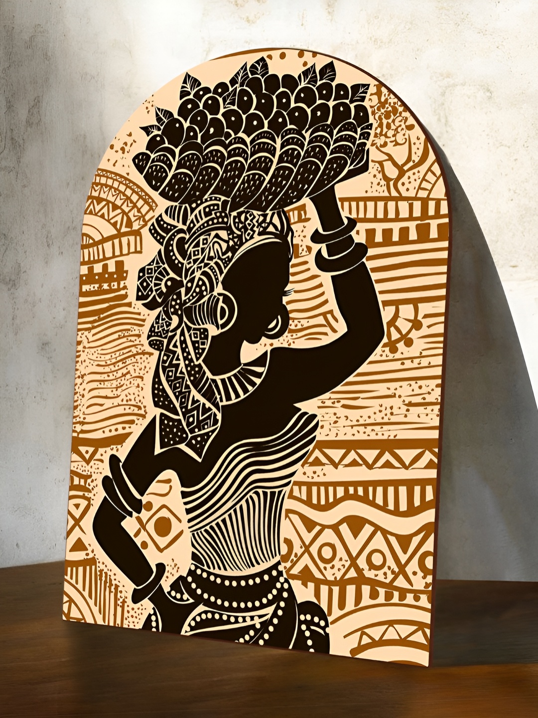 

Art Street Brown & Black Tribal Lady Printed Painting Wall Art