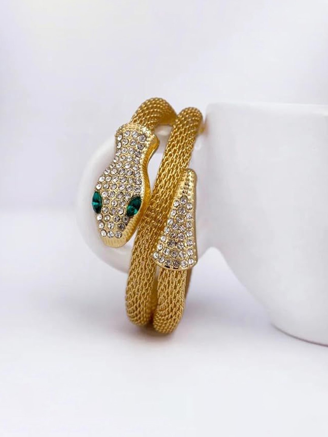 

RHOSYN Gold-Plated Cubic Zirconia Studded Cuff Bracelet