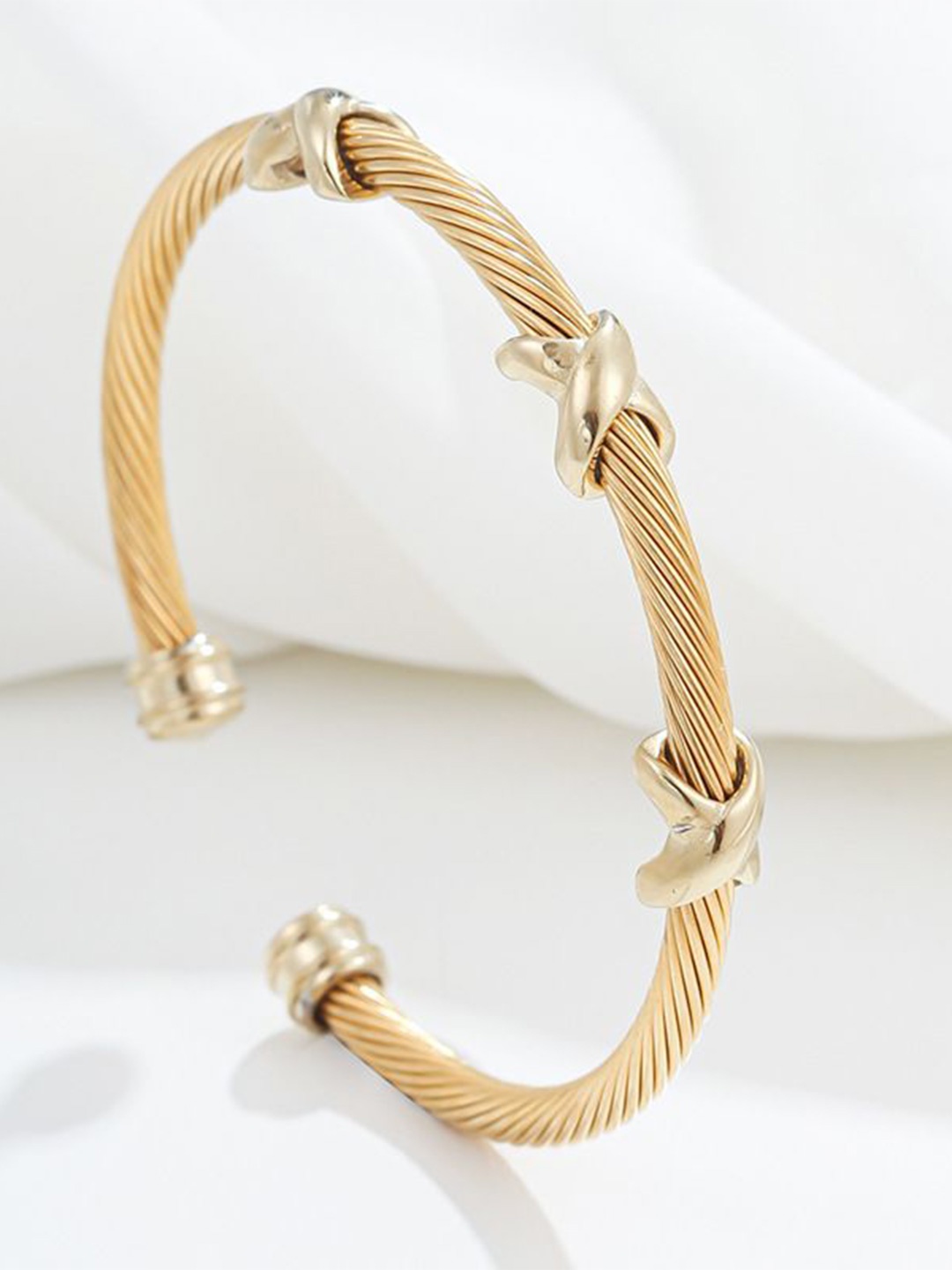

MEENAZ Men Gold-Plated American Diamond Antique Adjustable Cuff Bracelet
