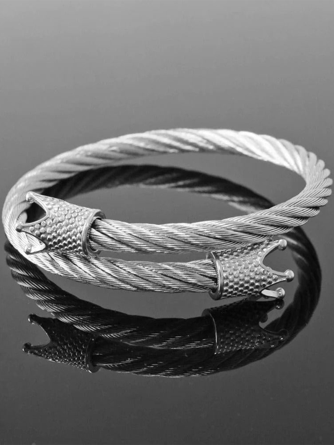 

MEENAZ Men Silver-Plated American Diamond Antique Wraparound Adjustable Bracelet