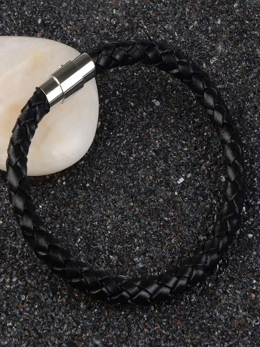 

MEENAZ Men Silver-Plated Leather Antique Multistrand Bracelet