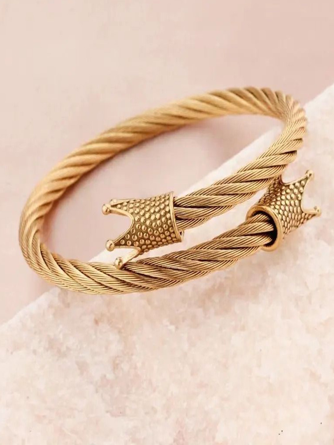 

MEENAZ Men Gold-Plated Stainless Steel Antique Wraparound Bracelet