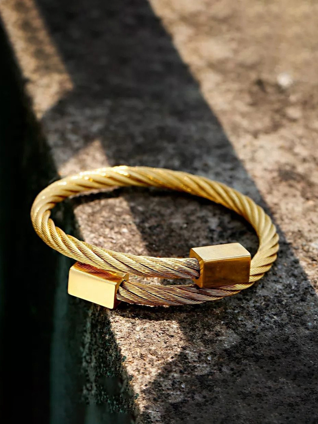 

MEENAZ Men Gold-Plated Stainless Steel Antique Kada Bracelet