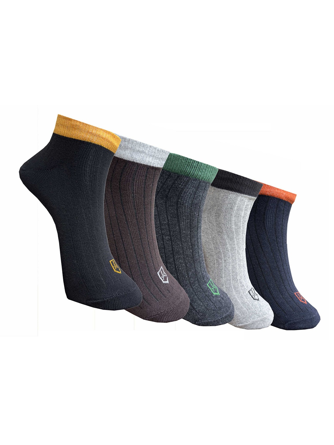 

The Roadster Lifestyle Co Unisex Pack Of 5 Striped Ankle-Length Socks, Grey