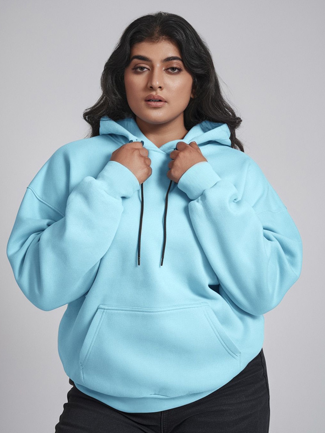 

FFLIRTYGO Women Plus Size Hooded Sweatshirt, Turquoise blue