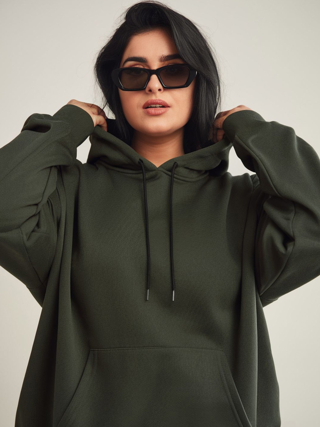 

FFLIRTYGO Women Plus Size Hooded Pullover Sweatshirt, Green