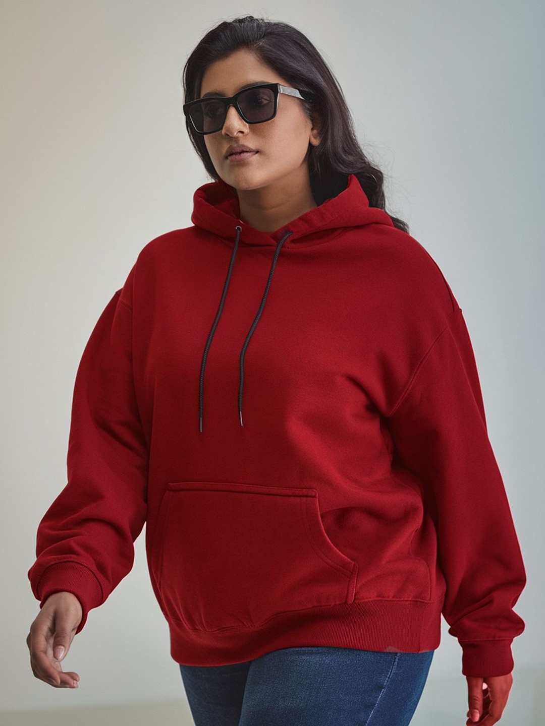 

FFLIRTYGO Women Plus Size Hooded Sweatshirt, Red