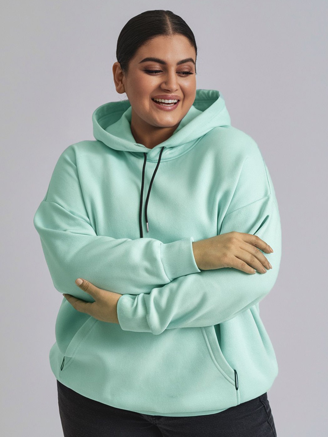 

FFLIRTYGO Women Plus Size Hooded Sweatshirt, Sea green