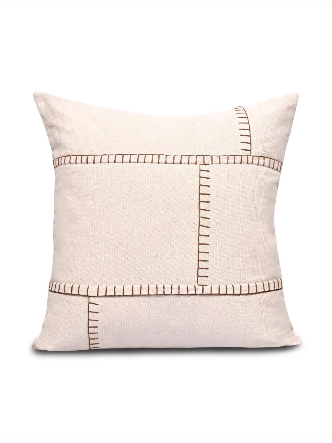 

ANWYN Beige & Maroon Embroidered Square Cushion Cover