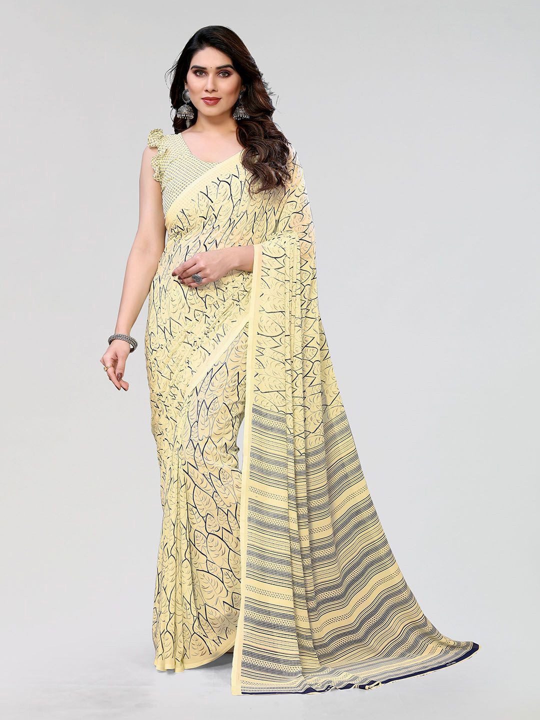 

Moda Rapido Floral Printed Saree With Blouse Piece, Yellow