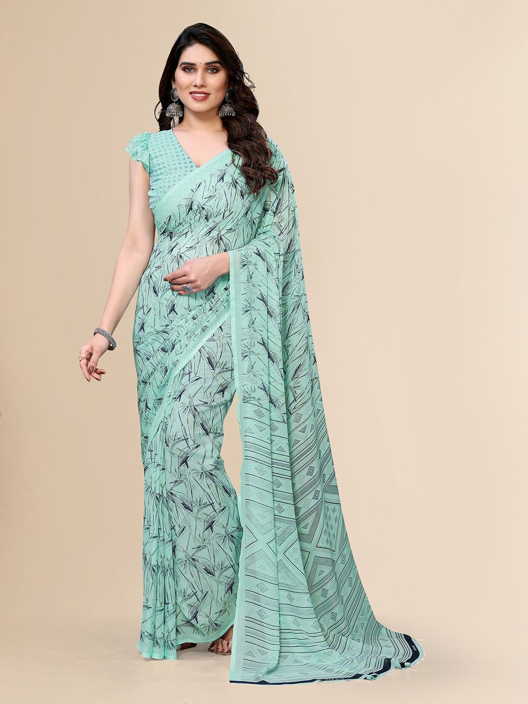 

Moda Rapido Ethnic Motifs Saree, Sea green