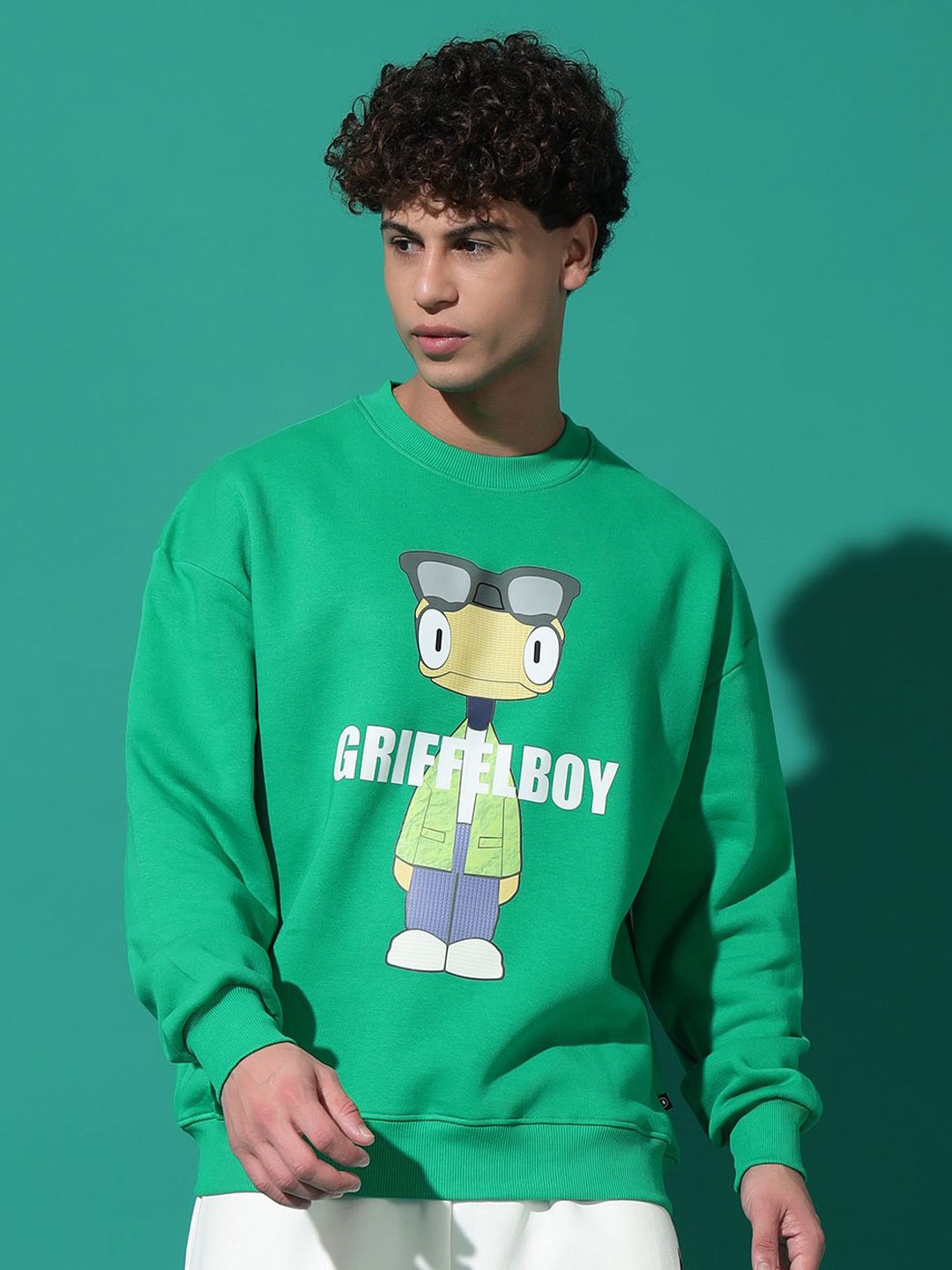 

GRIFFEL Men Round Neck Printed Sweatshirt, Green