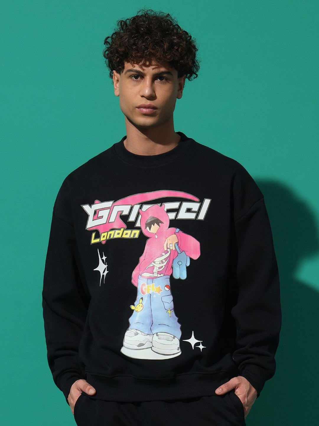 

GRIFFEL Men Graphic Printed Sweatshirt, Navy blue