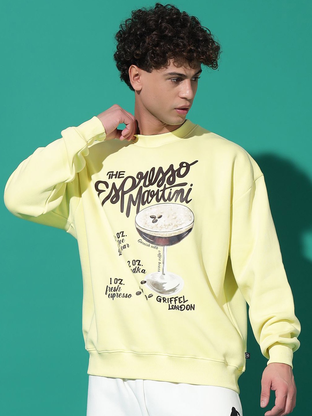 

GRIFFEL Men Printed Round Neck Sweatshirt, Yellow