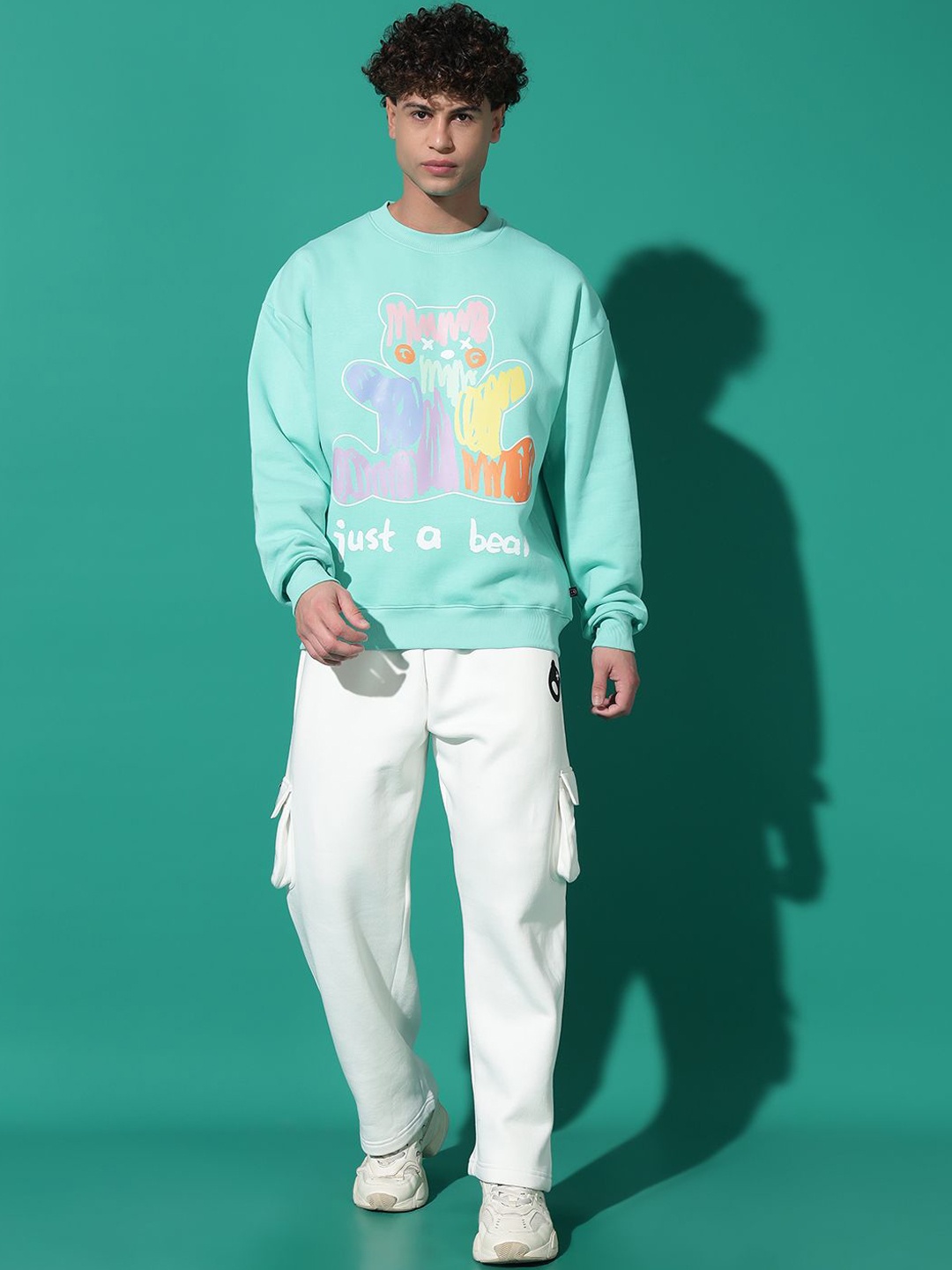 

GRIFFEL Graphic Printed Sweatshirt with Track Pants, Sea green