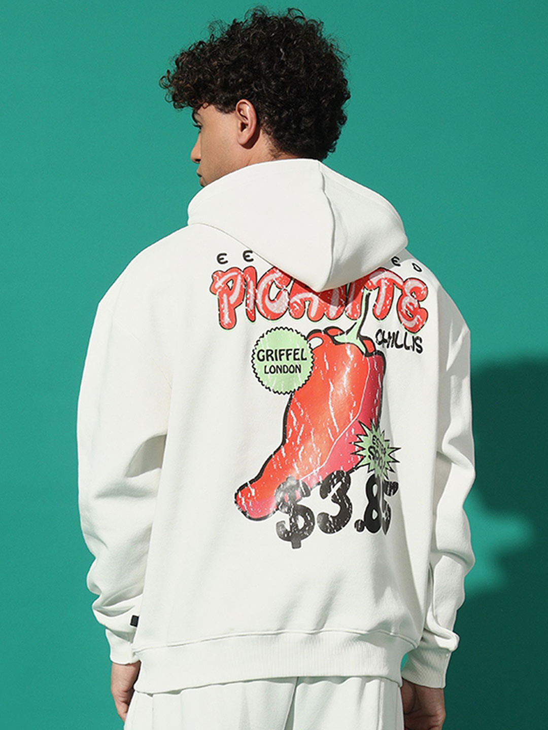 

GRIFFEL Men Printed Hooded Sweatshirt, White