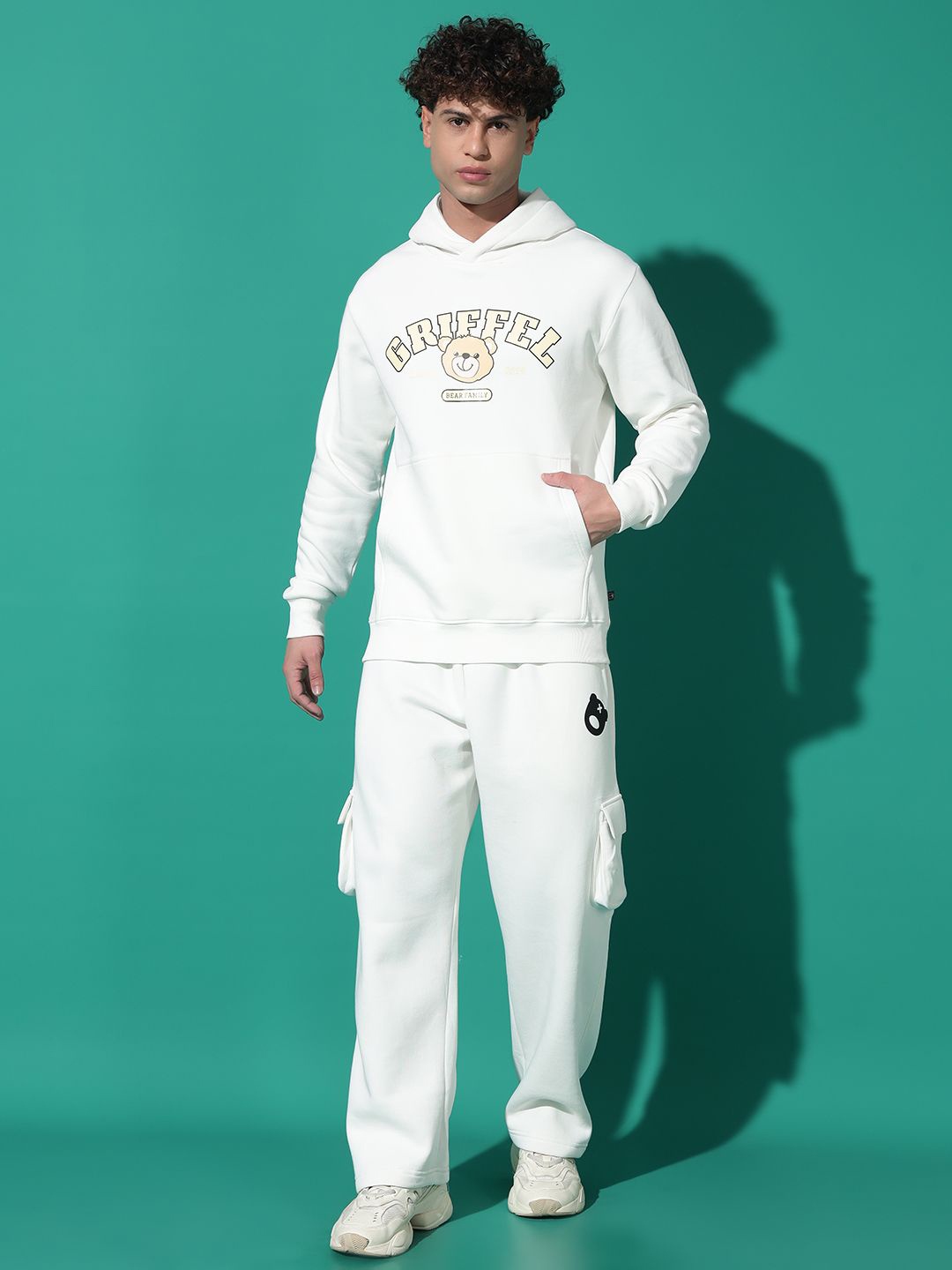 

GRIFFEL Men Hooded Sweatshirt & Trackpant, White