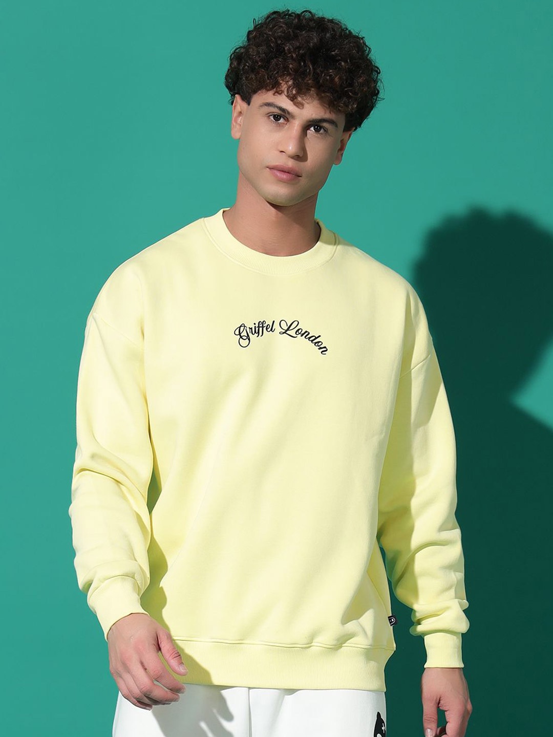 

GRIFFEL Men Printed Round Neck Sweatshirt, Yellow