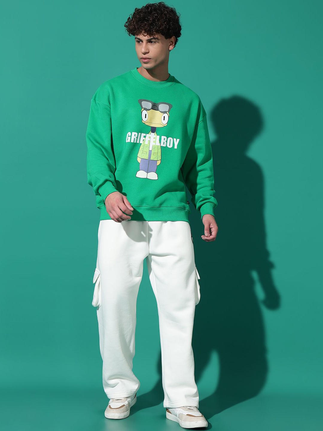 

GRIFFEL Men Printed Sweatshirt with Track Pants, Green