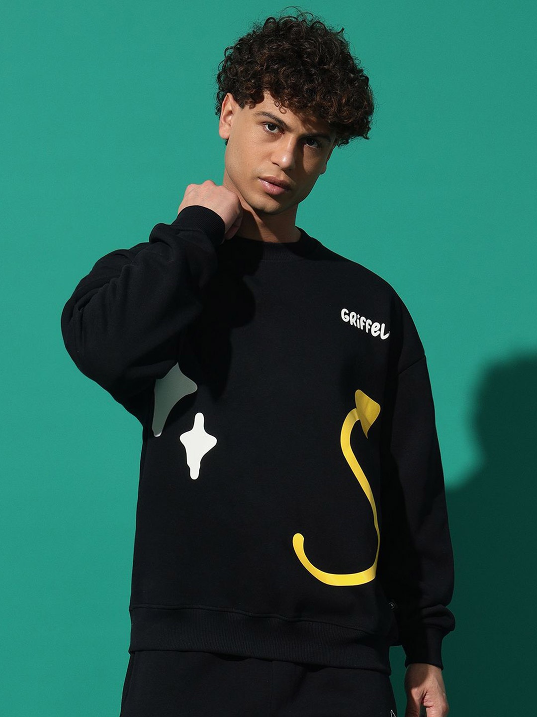 

GRIFFEL Men Printed Pullover Sweatshirt, Black