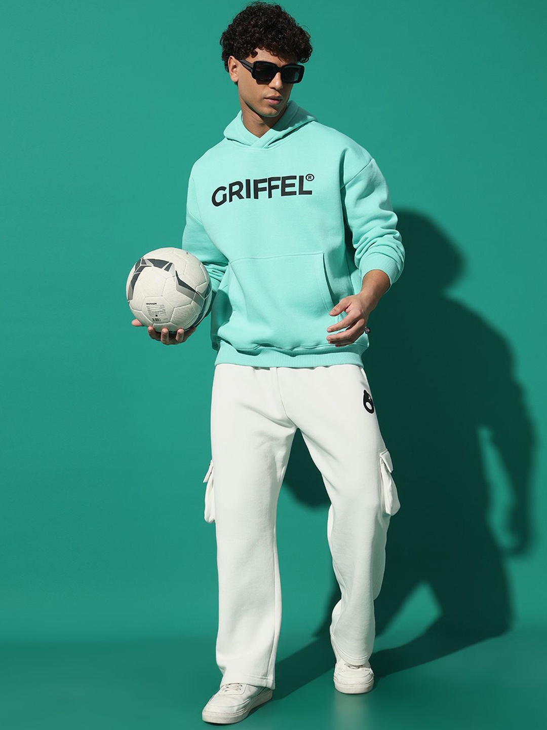 

GRIFFEL Men Hooded Sweatshirt & Trackpant, Sea green