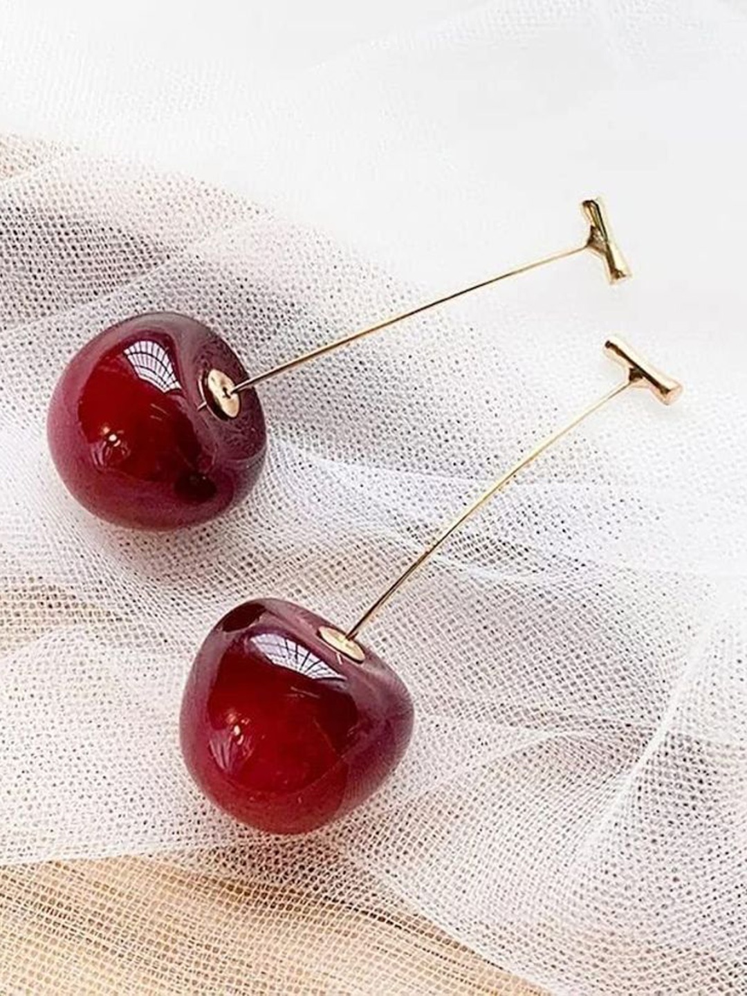 

Palli Creation Gold-Plated Contemporary Drop Earrings, Maroon