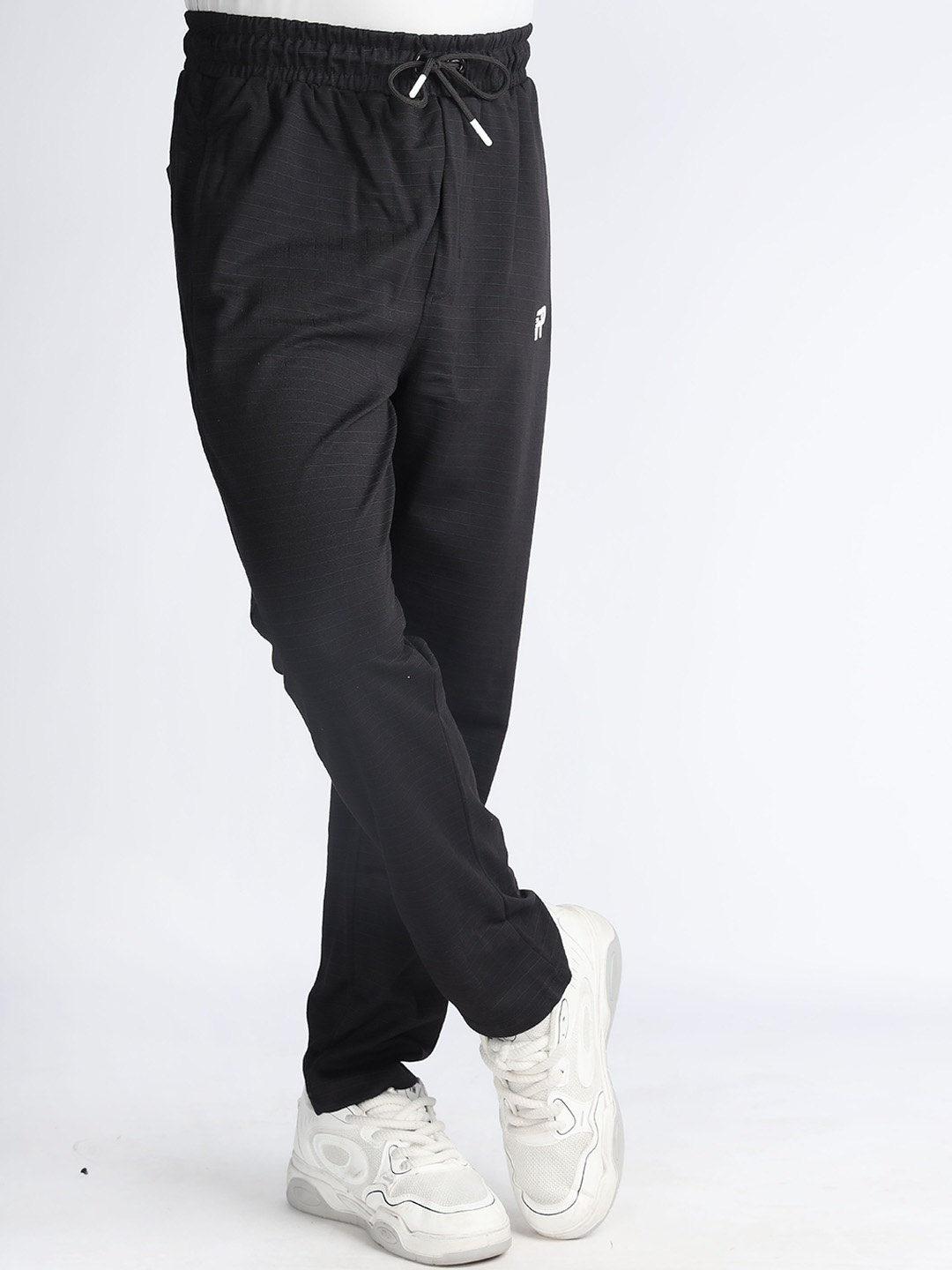 

FCKPLUS Men Cotton Track Pants, Black